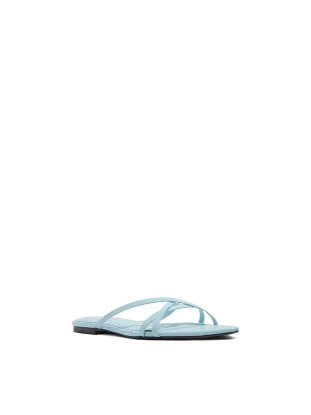 Black Suede Studio Women's blue "Cassie" sandals calfskin leather flats